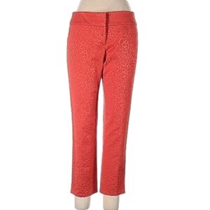 Ann Taylor Loft Pants Womens 2P Marisa Cropped Ankle Textured Leopard Orange‎